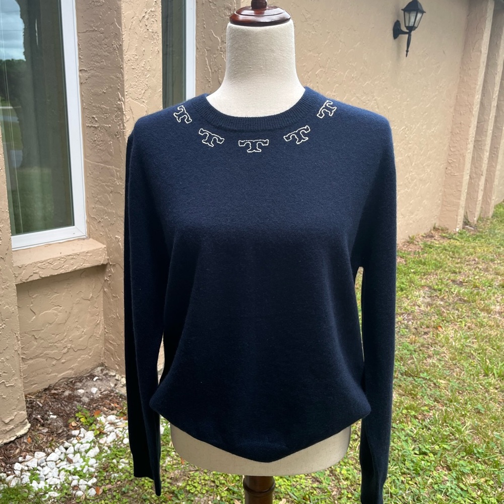 Tory Burch Navy Cashmere Sweater